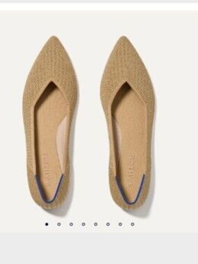 New Rothy’s The Point ll Flats Shoes Tan Gold Stripe Knit 10 rothys